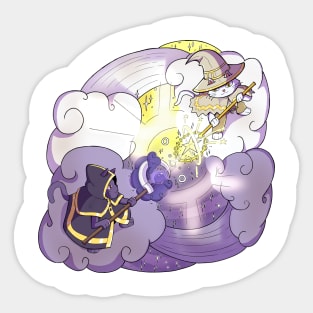 White Cat Mage vs Black Cat Mage Sticker